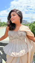 Load image into Gallery viewer, Evleena | Kareena Peplum Saree | Beige
