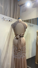 Load image into Gallery viewer, Stone Cutwork saree | Halter Neck | Nude Beige
