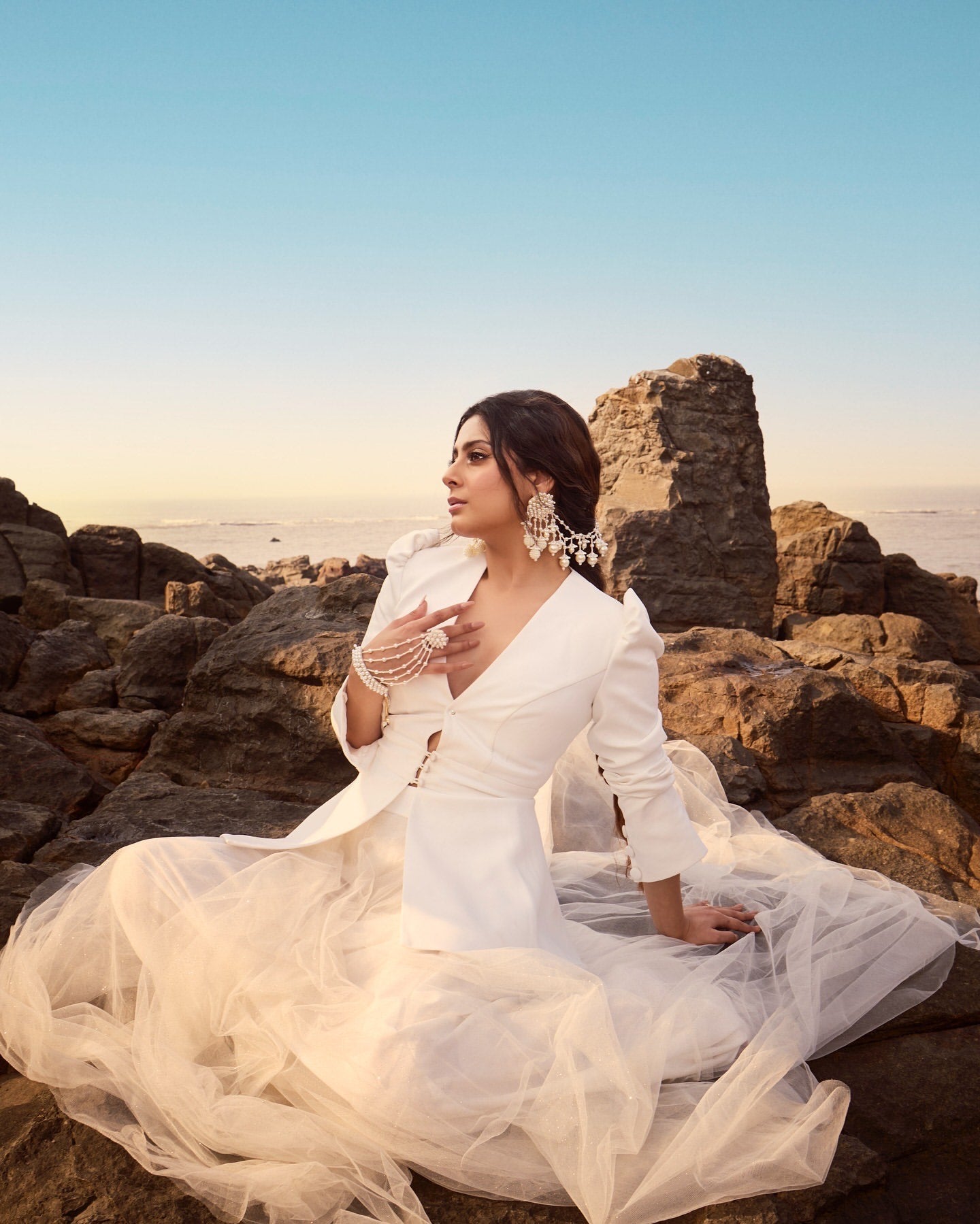 Isha Malviya | Dove White Jacket Skirt