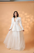 Load image into Gallery viewer, Sanjeeda Sheikh | Dove White Jacket Skirt
