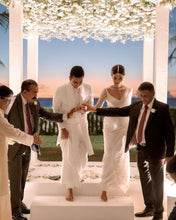 Load image into Gallery viewer, Dishnira Custom Hand Embellished Bridal Saree | Pearl White
