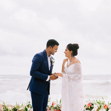 Load image into Gallery viewer, Dishnira Custom Hand Embellished Bridal Saree | Pearl White
