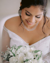 Load image into Gallery viewer, Dishnira Custom Hand Embellished Bridal Saree | Pearl White
