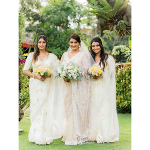 Niroga Custom Mix Bridal Saree | Cream White