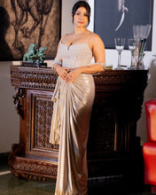 Load image into Gallery viewer, Tanishaa Mukerji - Sangria Lycra Drape Saree | White | 2 Piece Set

