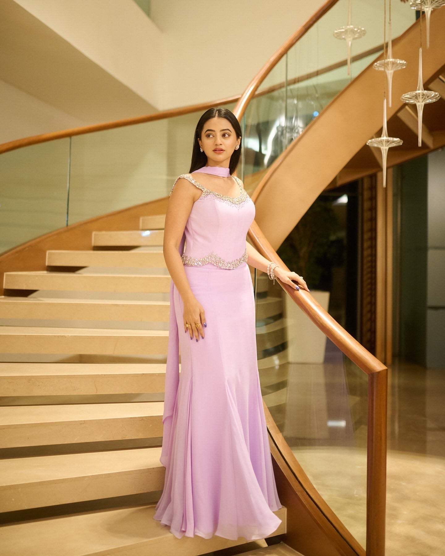 Helly Shah | Stone Corset Lehenga (Lilac)