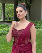 Load image into Gallery viewer, Akshara Singh | Hanging Crystal Saree | Maroon
