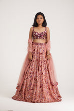 Load image into Gallery viewer, Alia Rose Sequins Lehenga | Red &amp; Pink
