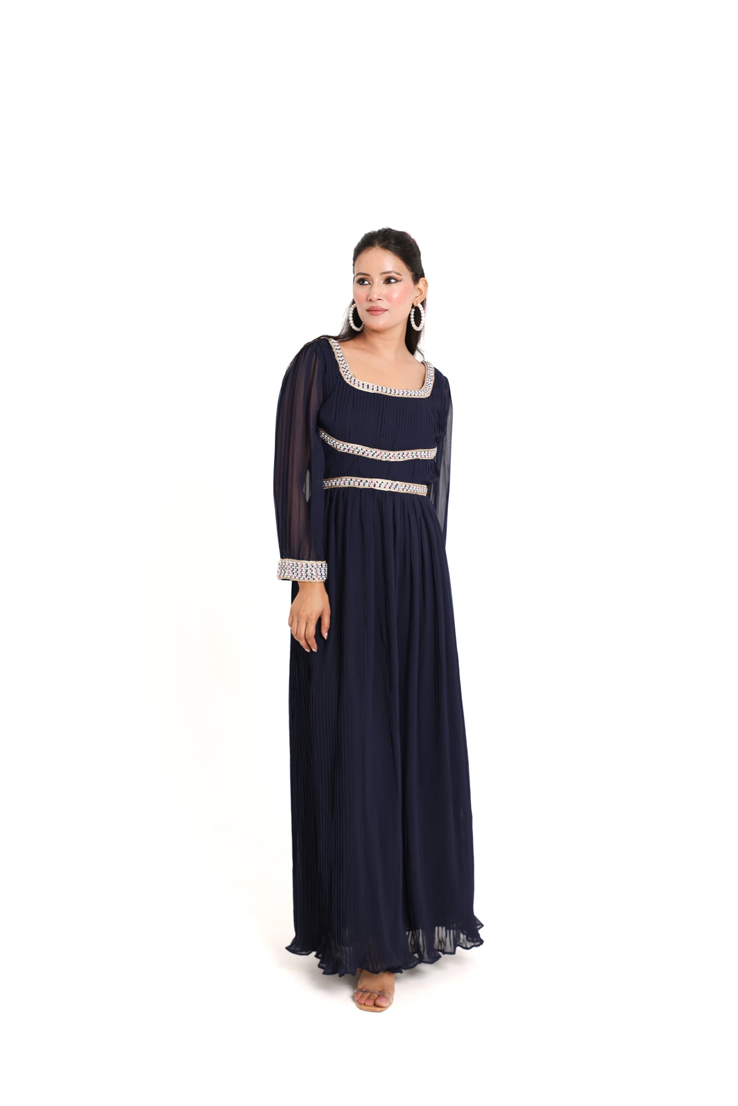 Bella Beaded Gown | Navy blue