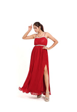 Load image into Gallery viewer, Holly Beaded Slit Dress | Red
