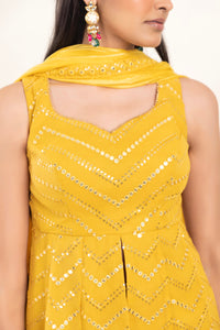 Daffodil Mirror Sharara Suit | Spicy Mustard