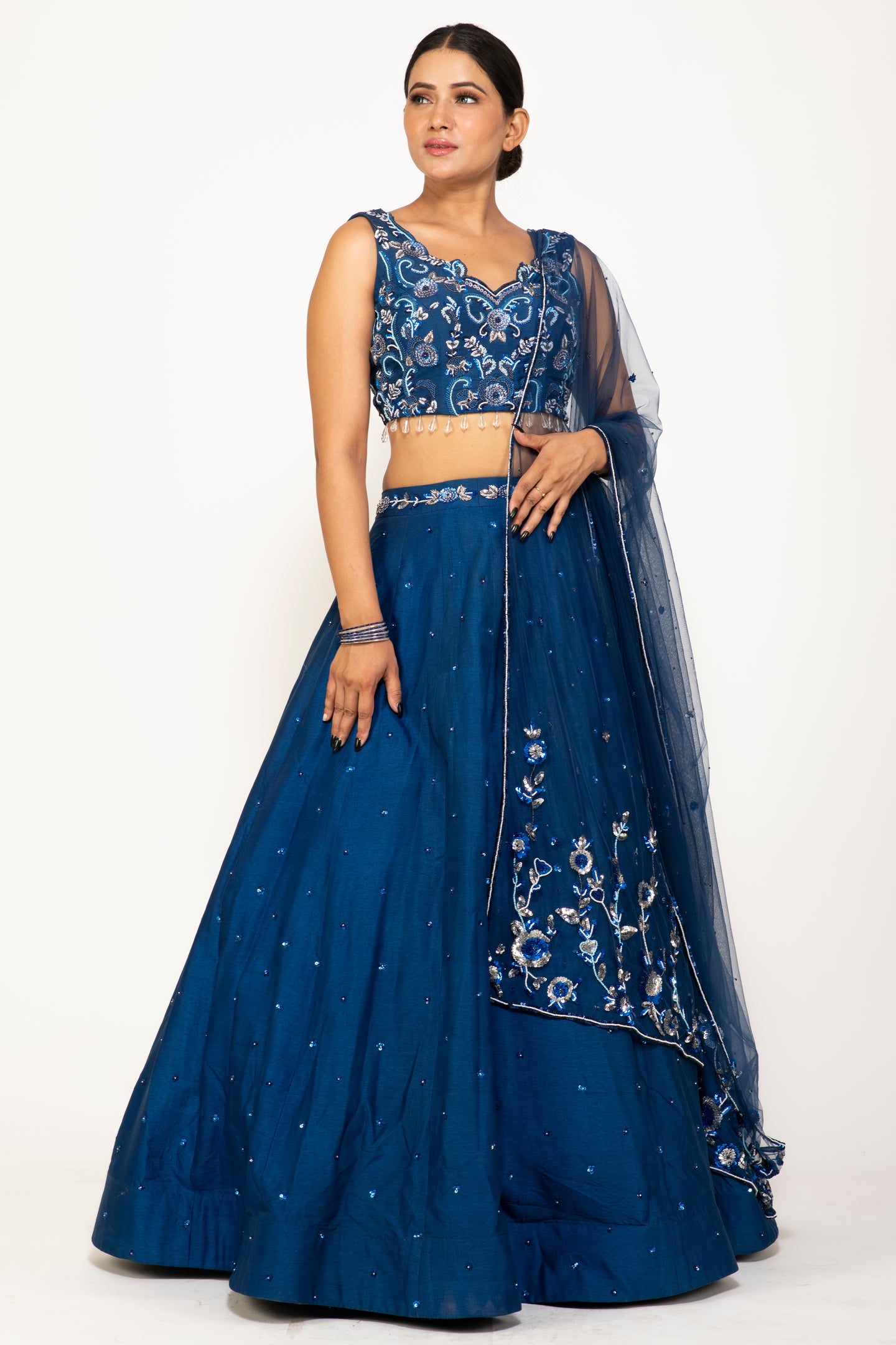 Wild Flower Runway Lehenga | Royal Blue