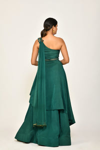 One Side Off-Shoulder Gown | Emerald