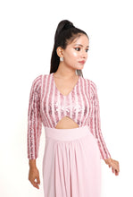 Load image into Gallery viewer, Ella Pin-Stripe Sequin Gown | Baby Pink
