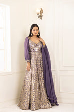 Load image into Gallery viewer, Orchid Sequins Anarkali | Plum
