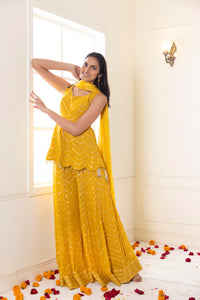 Daffodil Mirror Sharara Suit | Spicy Mustard