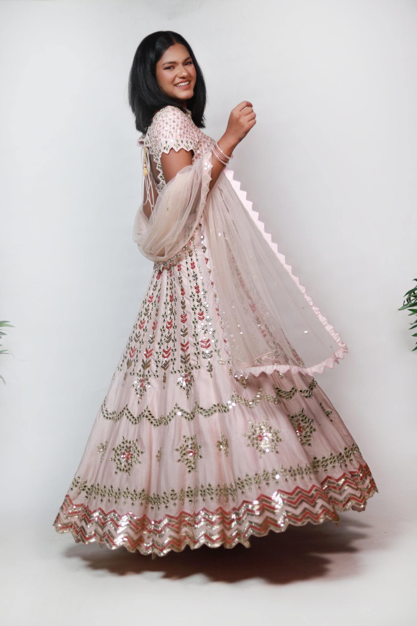 Matilda Mirror Lehenga | Baby Pink