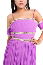 Load image into Gallery viewer, Elina Off-Shoulder Beaded Dress | Purple
