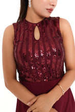 Load image into Gallery viewer, Betty Flare Pin Stripe Dress | Maroon
