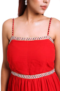Sasha Beaded Strap Dress | Red
