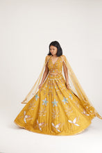 Load image into Gallery viewer, Lily Backless Halter Lehenga | Mustard Lehenga
