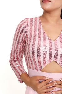 Ella Pin-Stripe Sequin Gown | Baby Pink
