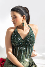 Load image into Gallery viewer, Emerald Embellished Corset | Emerald Green (2 Piece Set)
