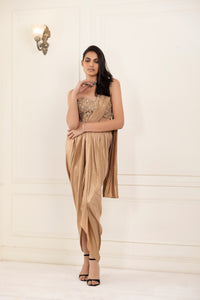 Gold Embellished Corset | Beige (4 Piece Set)