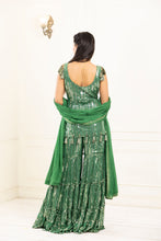 Load image into Gallery viewer, Amazon Garara Sequins Suit | Mehendi Green
