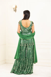 Amazon Garara Sequins Suit | Mehendi Green