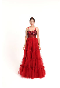 Kendall Sequin Tulle Gown | Red