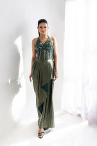 Emerald Embellished Corset | Emerald Green (2 Piece Set)
