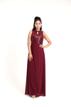 Load image into Gallery viewer, Betty Flare Pin Stripe Dress | Maroon
