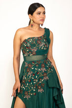 Load image into Gallery viewer, One Side Off-Shoulder Gown | Emerald Green
