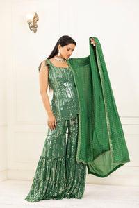 Amazon Garara Sequins Suit | Mehendi Green