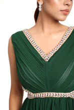 Load image into Gallery viewer, Cleo A-Line Cut Out Pleated Dress | Green
