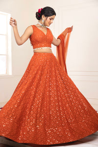 Dahlia Mirror Lehenga | Pureed Pumpkin