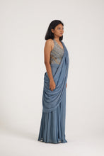 Load image into Gallery viewer, Alaya Backless Jumpsuit Saree | Powder Blue
