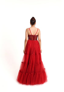Kendall Sequin Tulle Gown | Red