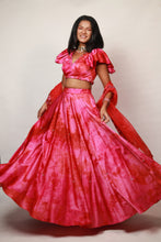 Load image into Gallery viewer, Heart Tie &amp; Dye Lehenga | Pink &amp; Red
