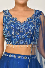 Load image into Gallery viewer, Wild Flower Runway Lehenga | Royal Blue

