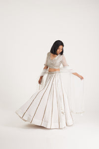 Amani Swarovski Lace Lehenga | White