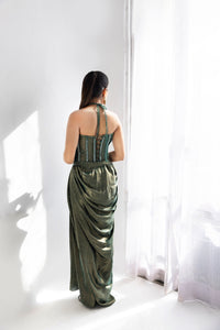 Emerald Embellished Corset | Emerald Green (2 Piece Set)