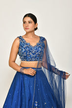 Load image into Gallery viewer, Wild Flower Runway Lehenga | Royal Blue

