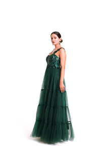 Allora Tulle Sequin Gown | Green
