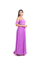 Load image into Gallery viewer, Elina Off-Shoulder Beaded Dress | Purple

