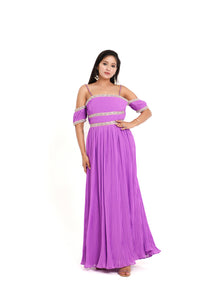Elina Off-Shoulder Beaded Dress | Purple