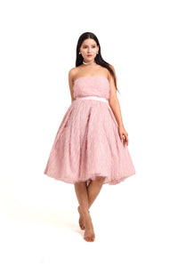 Blair Feathered Midi Dress | Light Pink