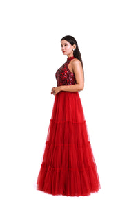 Gigi Sequin Tulle Gown | Red
