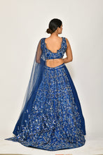 Load image into Gallery viewer, Wild Flower Runway Lehenga | Royal Blue
